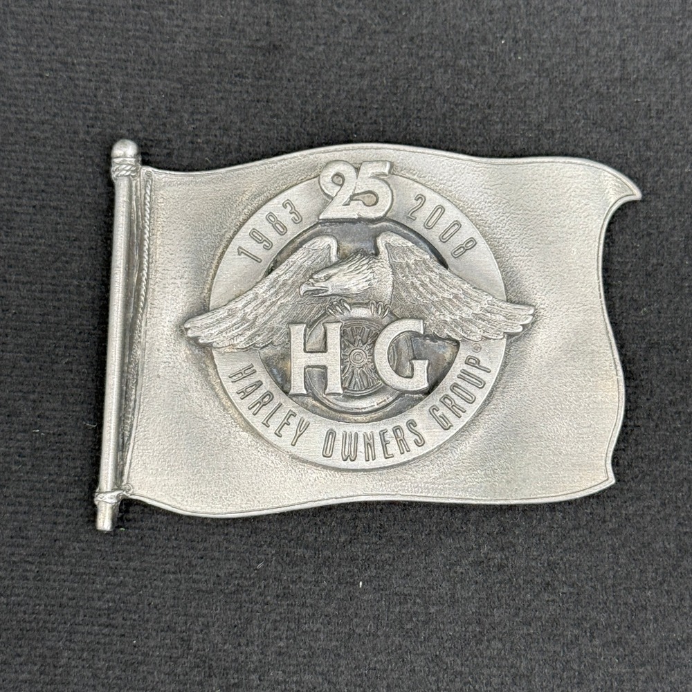 Harley Davidson HOG 25th Anniversary 1983-2008 Metal Flag Plaque Appreciation